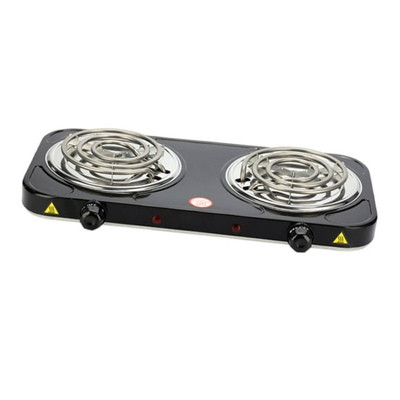Lijie Electric Coil Burner Adjustable Temperature Compact Countertop Coiled Burner Double 2000W Black