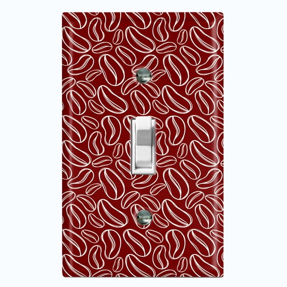 Metal Light Switch Wall Plate Outlet Cover (Coffee Espresso Mocha Bean Maroon Pattern - Single Toggle)