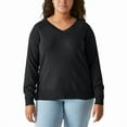 thumbnail image 3 of Lucky Brand Women's V-Neck Sweater, Long Sleeves, Side Slits, Cotton Blend, Cream/Green/Red/Black (Green,XX-Large), 3 of 7