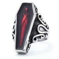 thumbnail image 2 of K-KED Mens Stainless Steel Punk Coffin Rings Gothic Zombie Vampire Skull Biker Ring-11-Red with Star, 2 of 9