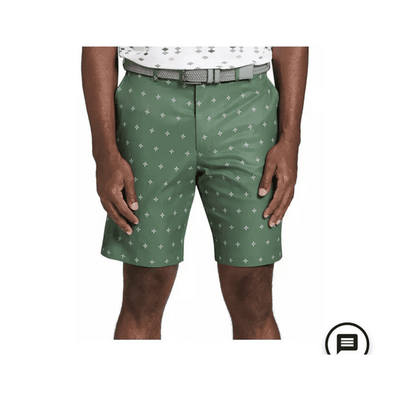 Walter Hagen Men's Perfect 11 Golf Shorts Tee Geo Pattern, Forest Pine, 30