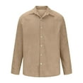 thumbnail image 3 of Fnooota Mens Casual Button Down Shirts, Corduroy Colored Business Long Sleeve Button Up Shirts Khaki Size S-3XL, 3 of 5