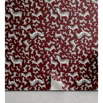 Ambesonne, Zebra Peel & Stick Wallpaper for Home, Wild Animal Illustration Art, 13"x36", Raspberry and White