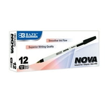 BAZIC Ballpoint Pen Nova Black Color Stick Pens, 1.0 mm, (12/Pack), 1-Pack