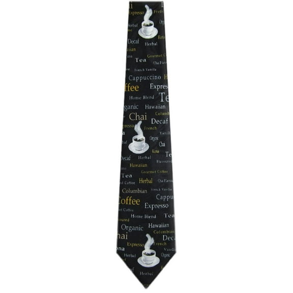 Black - Gold - White - Mens Coffee Necktie