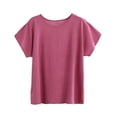 thumbnail image 2 of Hurxie Womens Cap Sleeve T Shirts Crewneck Loose Fit Crop Tops Summer Casual Tee Fashion Trendy Clothes Watermelon Red,4XL, 2 of 5
