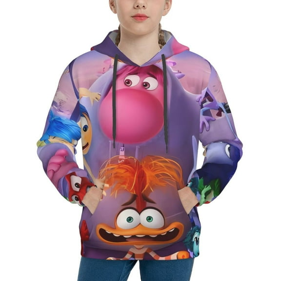 Lsque inside out 2 Patten Youth Hoodie Sweatshirt Pullover with Kangaroo Pocket Boys and Girls Hoodie Warm Hoodie for Kids