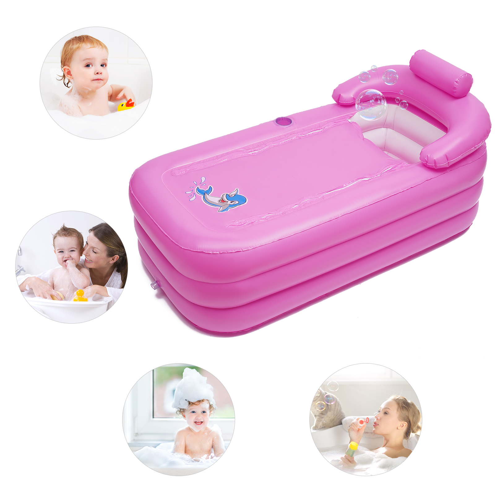 Miumaeov 63" Inflatable Portable Bath Tub Adult PVC Foldable Free