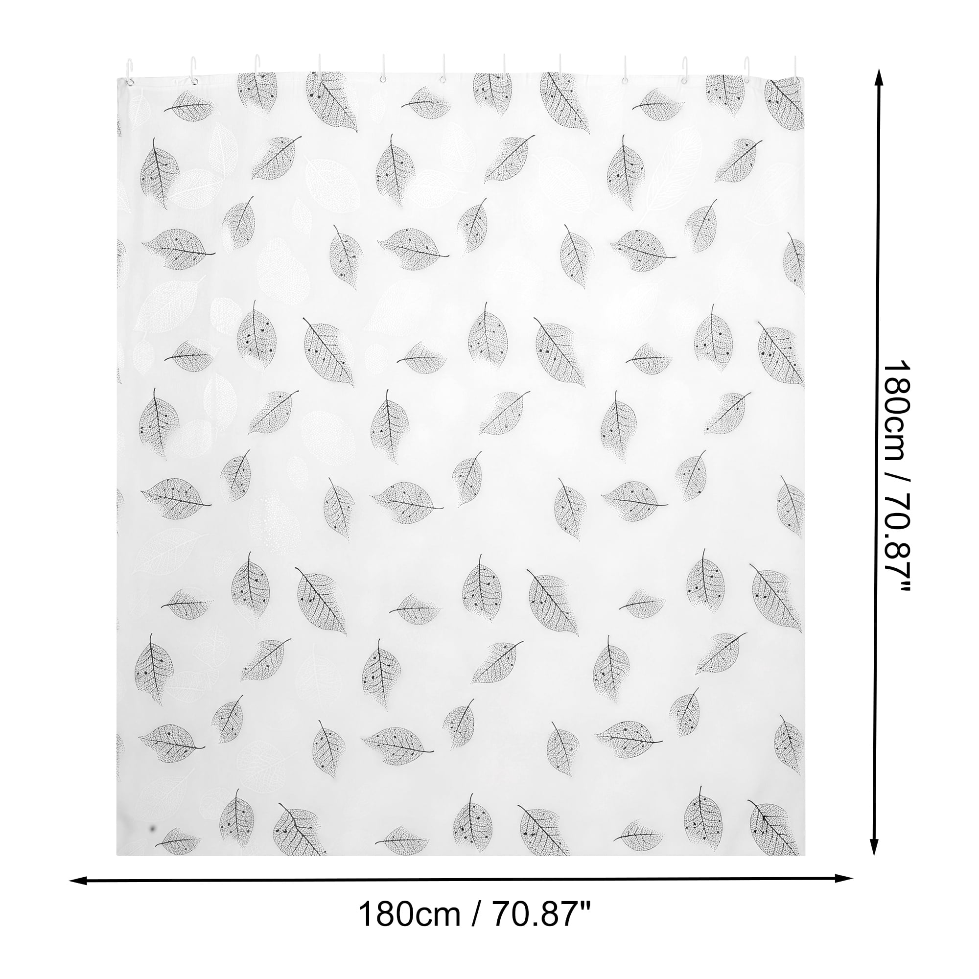 Unique Bargains Leaf Shower Curtain 70.87x70.87 White Light Gray Set for Bathroom