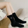 thumbnail image 4 of UJNDER Women's Crew Socks Embroidered Heart Thermal Cozy Socks for Winter Black, 4 of 4