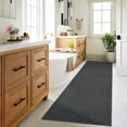 thumbnail image 5 of Garvee 2'x6' Modern Solid Color Runner Rug Minimalist Woven Textured Carpet, Washable Rug Non Slip Low Pile Indoor Mats for Hallway Bedroom Kitchen, Black Gray, 5 of 6