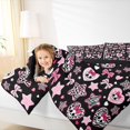 thumbnail image 3 of Feelyou Cute Bowknot Skull Full Size Comforter Sets, Pink Leopard Bow Print Bedding Comforter Set, Black Reversible, 3-Piece, 1 Comforter and 2 Pillowcases, 3 of 7