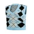 thumbnail image 6 of KEINXS Womens Argyle Plaid Sweater Vest Y2K Knitwear V Neck Sleeveless Crop Tops Outwear Coat Gray S, 6 of 6