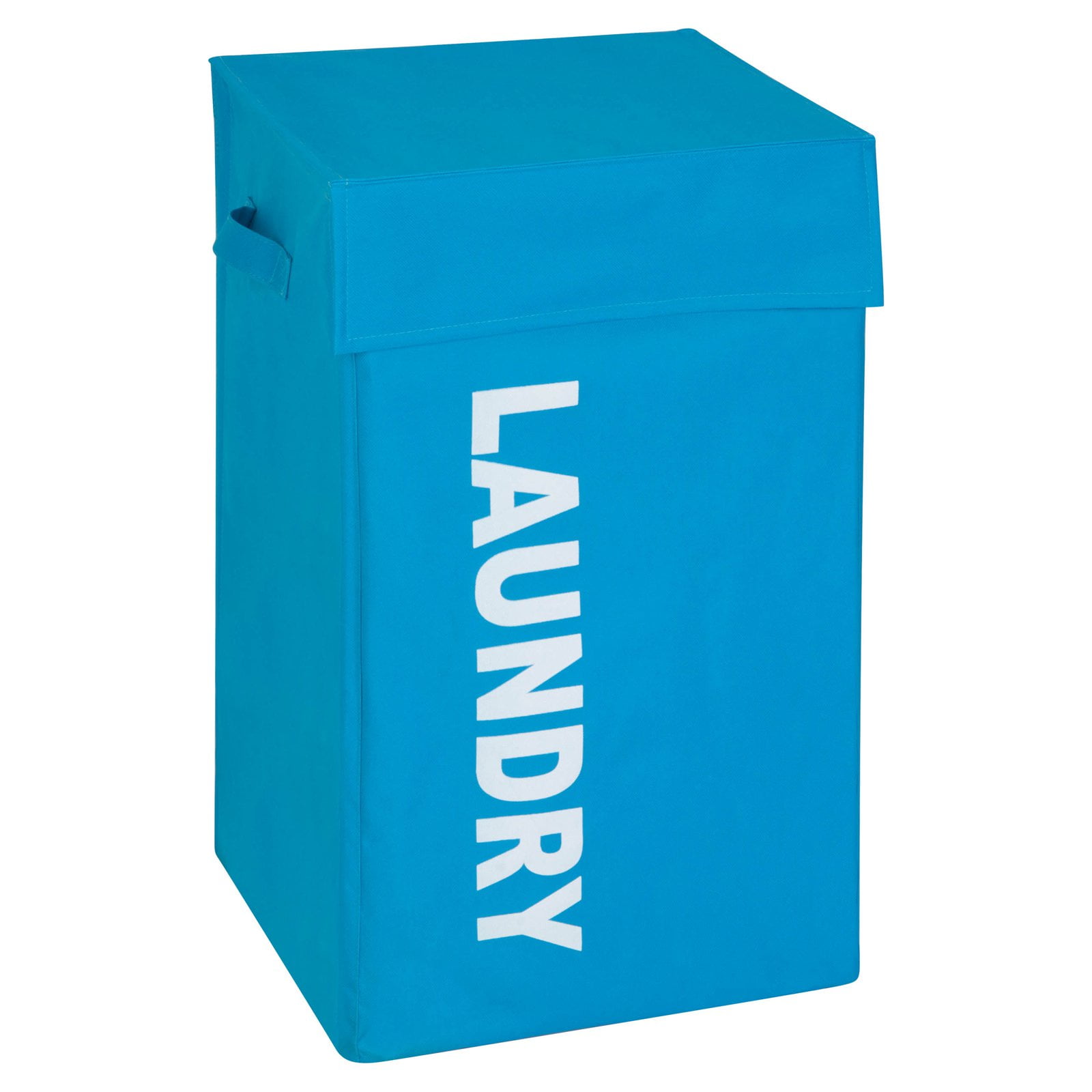 HoneyCanDo Folding Graphic Laundry Hamper with Lid, Blue