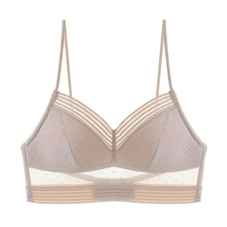 

Ladies U Backless Lace Bra Polka Dot Mesh Ultra Thin Top