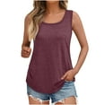thumbnail image 2 of CFLVAEK Womens Basic Square Neck Tank Top Casual Summer Sleeveless Tanks Loose Fit Irregular Hem Tank Top Solid Color Classic Tees 2025 Wine L, 2 of 6