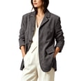 thumbnail image 2 of ClodeEU Women's Faux Suede Notched Lapel Long Sleeve Blazer Jacket,Casual Loose Work Coat ,Women's Plus XL, 2 of 6