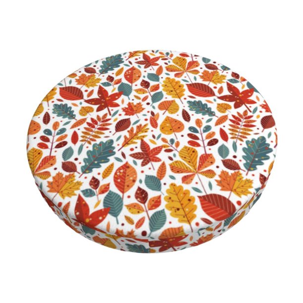 Balery Autumn Leaves Fundas de asiento para taburete de bar redondo de tela de terciopelo ajustables que protegen de arañazos y manchas para sillas de 14 a 17 pulgadas.-14 inch