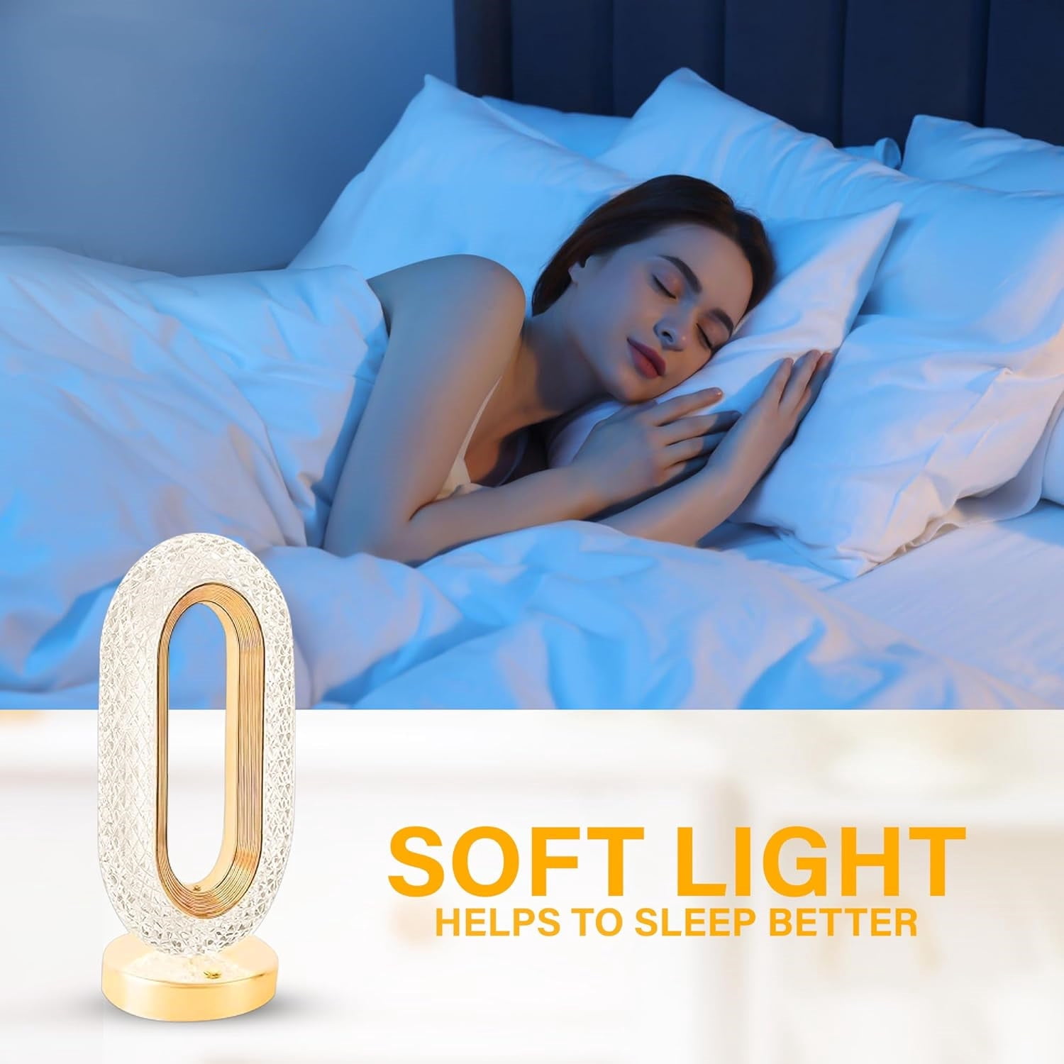Crystal Table Lamp,Cordless Gold Rechargeable 3 Color Small Lamp Changing Night Light with USBCharging Port for Bedroom, Desk,Livingroom
