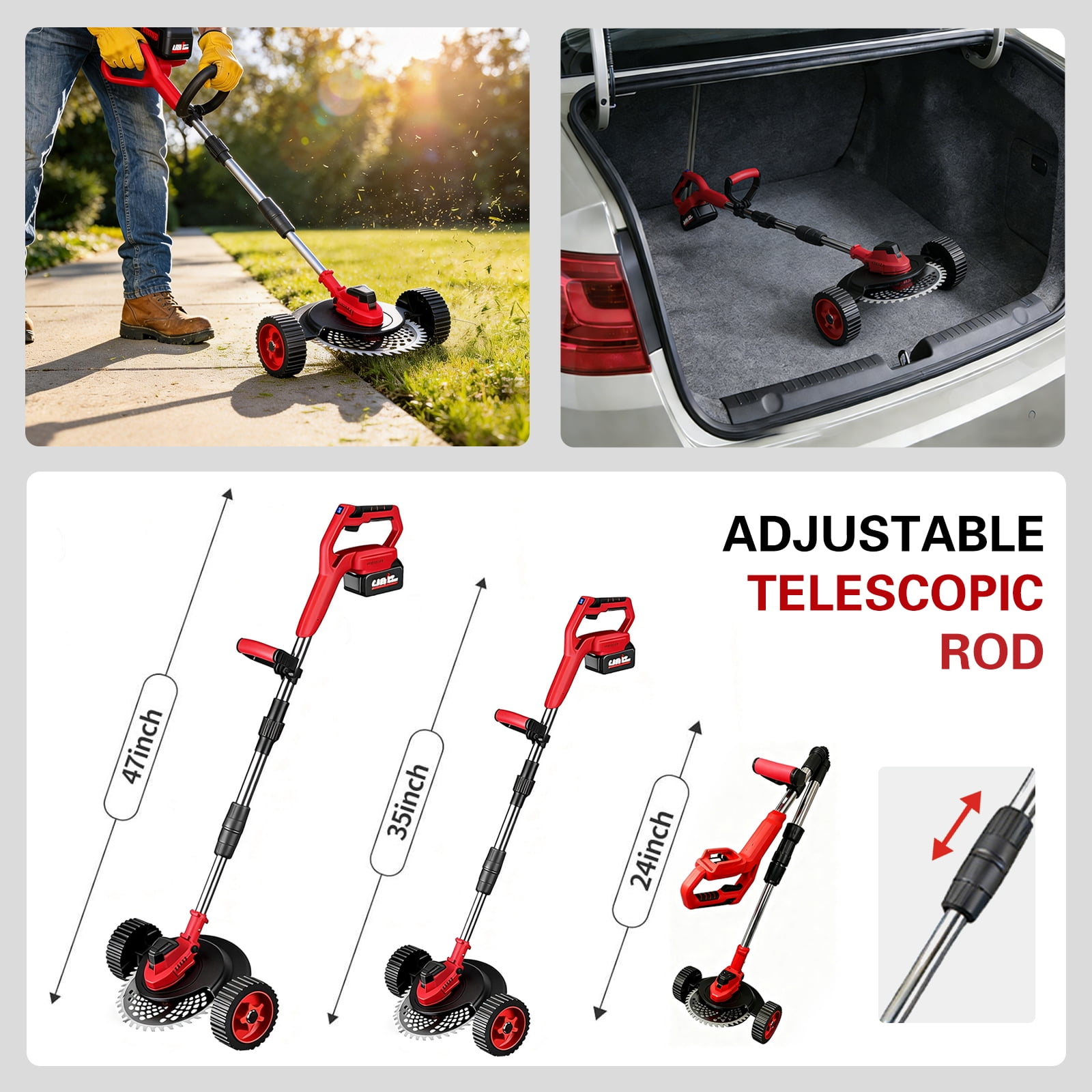9 inch 21V Cordless  Electric Weed Eater, Battery Powered Weed Wacker & Lightweight Grass Trimmer with 4.0Ah Battery and Charger for Trimming and Edging