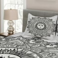 thumbnail image 2 of Ambesonne Black White Quilted Coverlet 3 Pcs, Mandala Boho Floral, King Size, White and Black, 2 of 3
