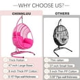 thumbnail image 6 of CHINNLUU Oversized Hanging Egg Chair with Stand, Outdoor Indoor Wicker Swing Chair with UV-Resistant Cushions and Rain Cover, 400lbs Capacity Patio Hammock Chair for Backyard, Balcony, Pink, 6 of 8