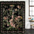thumbnail image 2 of Black Spring Floral Shower Curtain, Waterproof Shower Curtains for Bathroom, Elegant Pastoral Flowers Birds Retro Art Washable Fabric Bathtub Curtain Set Bath Decor with 12 Hooks 48"x72", 2 of 8