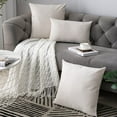 thumbnail image 3 of Large Beige Pillow Covers 24x24 Inch Set of 2 Rustic Farmhouse Chenille Decorative Throw Pillow Covers Square Cushion Case for Home Sofa Couch Decoration, 3 of 7