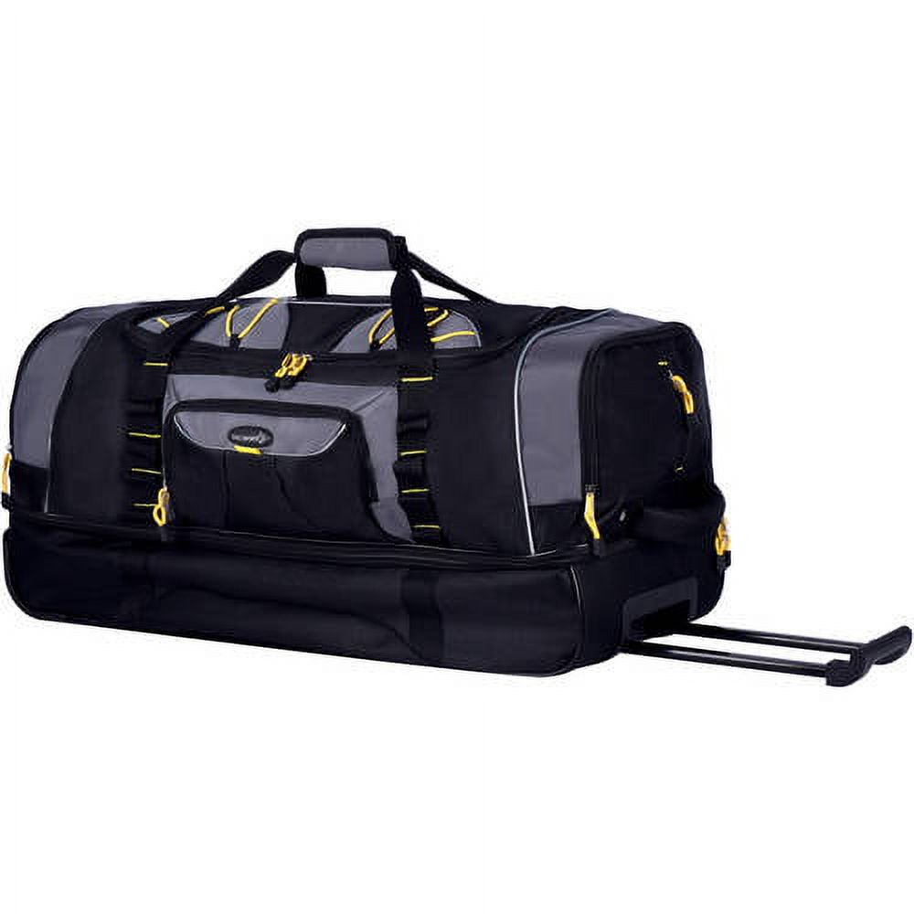 Travelers Club Adventurer 30" 2-Section Drop-Bottom Rolling Duffel Travel Luggage - Black with Gray - image 4 of 8