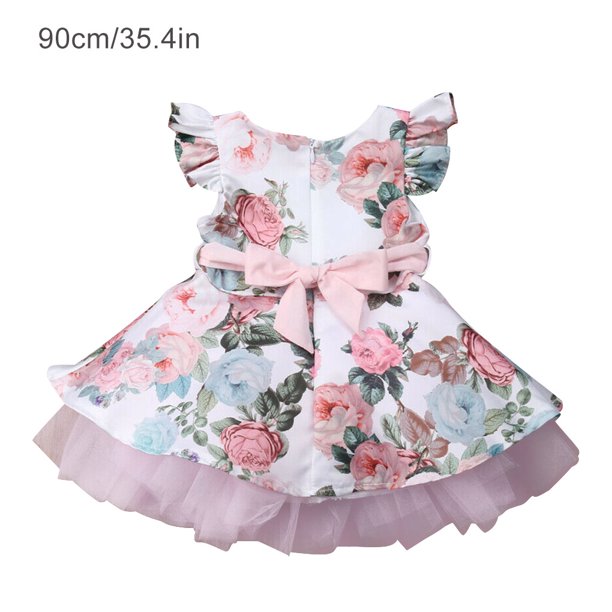 Vestido Niña Vestido Estampado Floral con Cinturón Bowknot FleinngHoz JD710495439