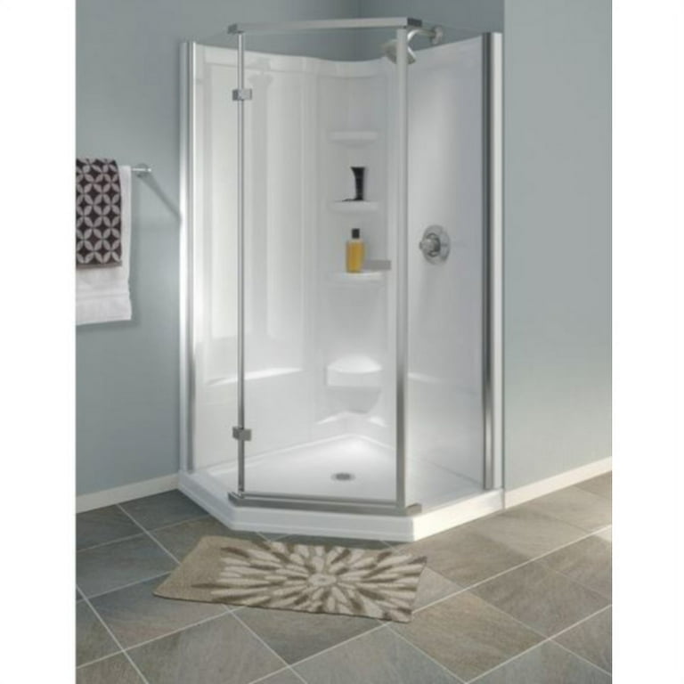 38-1/2 in. x 38-1/2 in. Neo-Angle Single Threshold Corner Shower Base in White 38-1/2 in. x 38-1/2 in. Neo-Angle Single Threshold Corner Shower Base in White