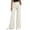 Beige, variant on Women's High Waist Wide Leg Dress Pants, Front Seam Flare Trousers with Elastic Back Waist and Side Pockets, Lightweight Wrinkle Resistant Suiting Pants for Office Commute Daily Wear Beige L