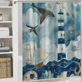 thumbnail image 6 of Orinice  Nautical Sailboat Shower Curtain for Bathroom Watercolor Blue Ocean Lighthouse Compass Anchor Decorative Bath Curtains Waterproof Bathroom Curtain with 12 Hooks Sets  60x72, 6 of 7