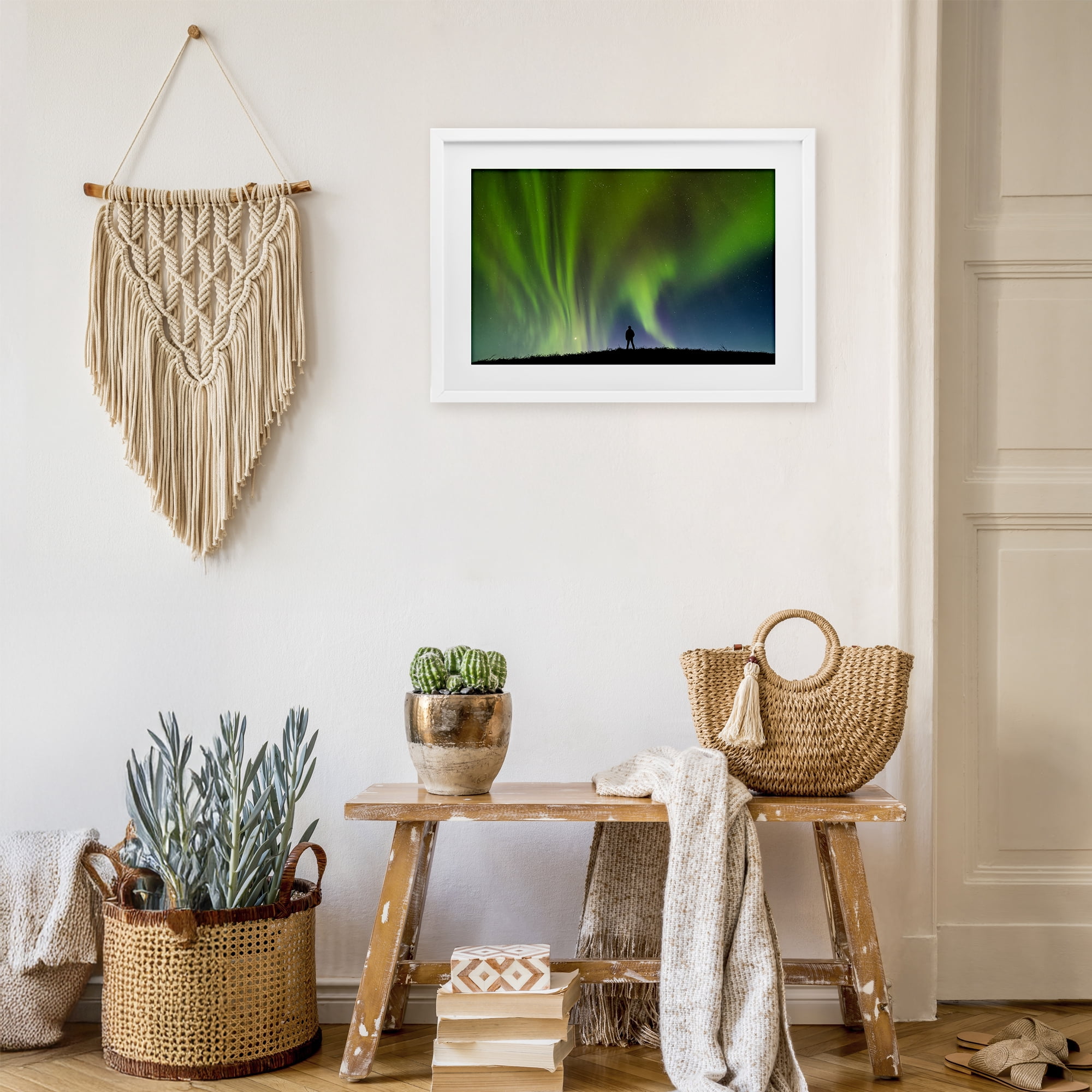 Stupell Industries Envelop Northern Lights Silhouette White Framed Print Under Glass, design by Shelley Carlisle