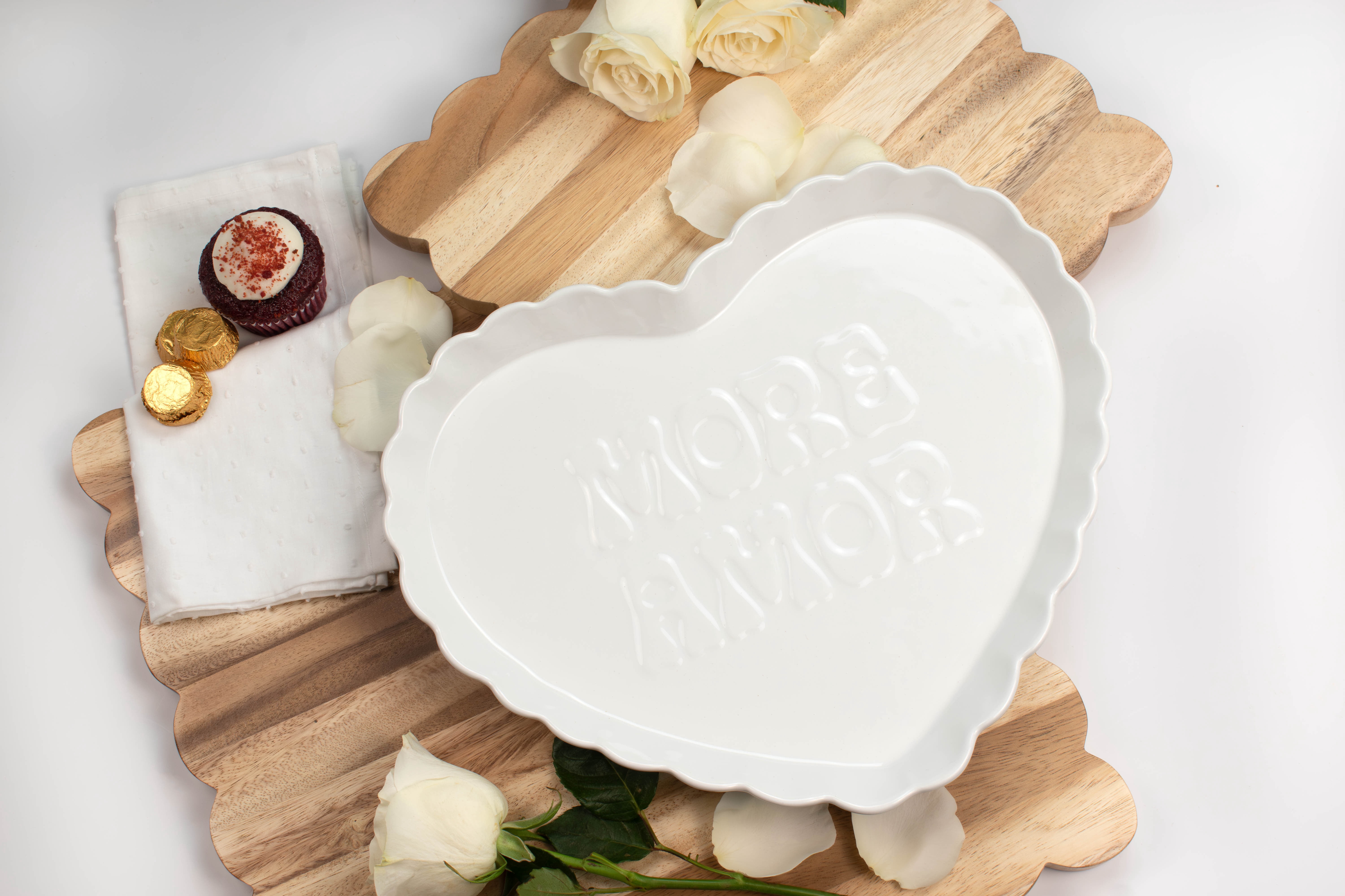 Way To Celebrate 1 Pack White Heart Earthenware Serving Tray