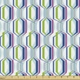 thumbnail image 1 of Geometric Fabric by the Yard Upholstery, Abstract Diagonal Stripes Symmetry Op Art Interlocking Zigzags, Decorative Fabric for DIY and Home Accents, Lime Green Magenta and Blue by Ambesonne, 1 of 5