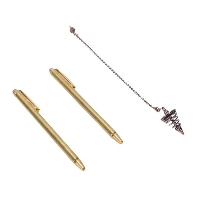 Kit 2PCS Retractable Dowsing Rods Copper Handle Telescopic Pole with 1 Pendulum Pendant and 1 Chain