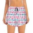 thumbnail image 3 of Uemuo Striped Flamingo Pattern Women's Athletic Shorts High Waisted Running Shorts with Liner Pockets Gym Elastic Workout Shorts-Small, 3 of 9
