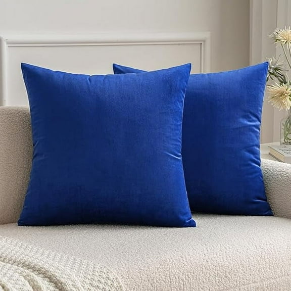 Wanhoo Pack of 2 Royal Blue Pillow Covers 20x20 Inch Decorative Velvet Throw Pillow Covers Modern Soft Couch Throw Pillows Farmhouse Home Decor for Spring Sofa Bedroom Living Room