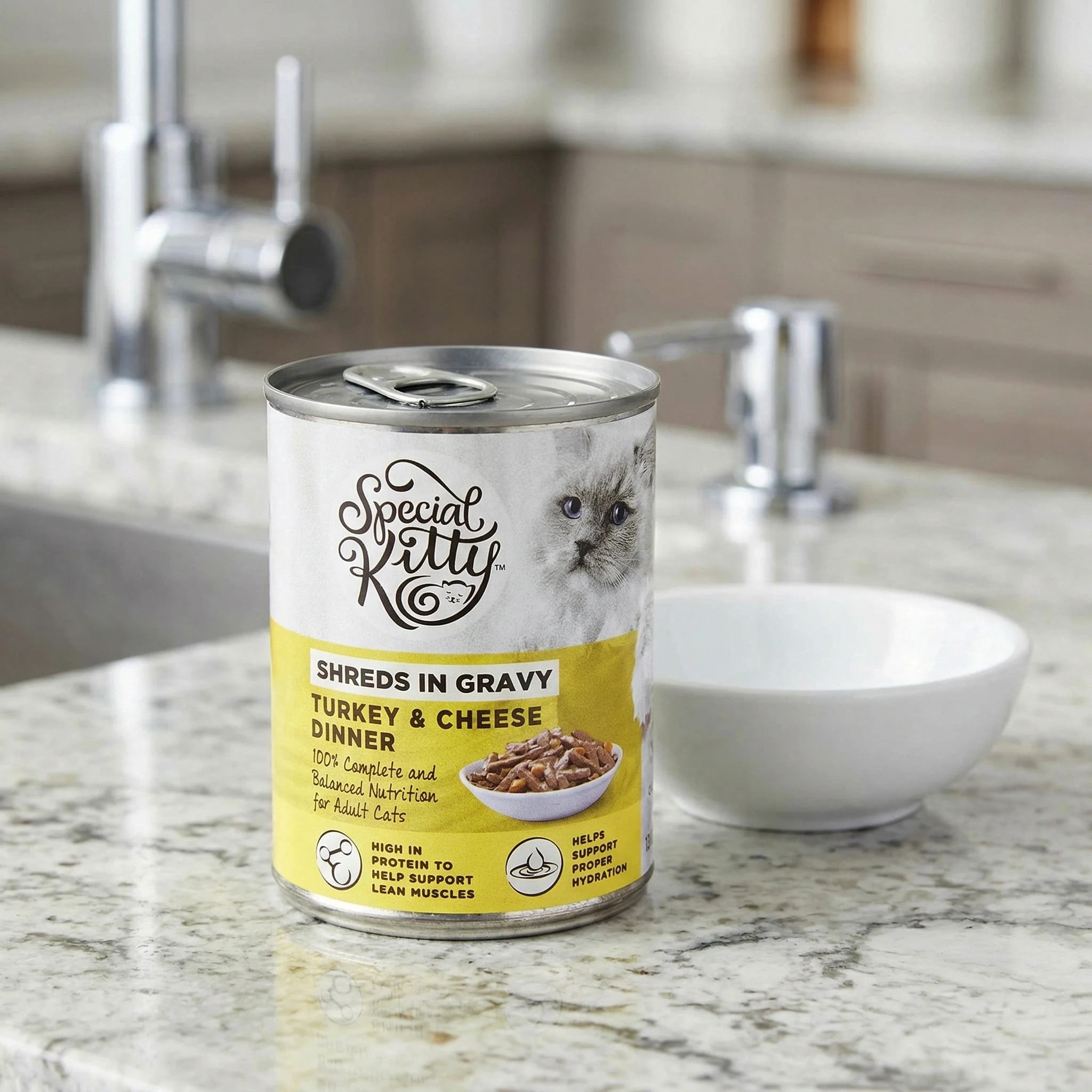 Special Kitty Turkey & Cheese Dinner Shreds in Gravy Wet Cat Food, 13 oz Cans, 12 Pack