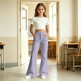 thumbnail image 2 of GobdXE Girls' Solid High Waist Flare Jeans Style Stretch Pants Light Purple,11-12 Years, 2 of 7