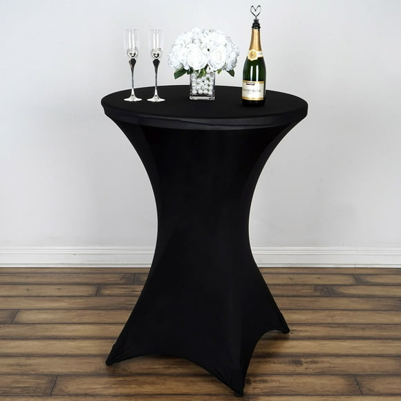 BalsaCircle 36-Inch Black Cocktail Spandex Fitted Stretchable Elastic Tablecloth Table Linens Wedding Party Events Decorations