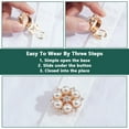 thumbnail image 3 of 4 Pcs Rhinestone Buttons Cover Button Covers for Women Sleeve Buttons Cover Flower Buttons Cover Detachable Shirt Button Clips for Dress Suit Tux Shirt Tuxedo Accessories Light Gold, 3 of 5