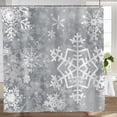 thumbnail image 3 of Merry Christmas Snowflake Shower Curtain Set Happy Holiday Winter Grey Bathroom Decorative Winter Waterproof Fabric 72x72 Inch, 3 of 7