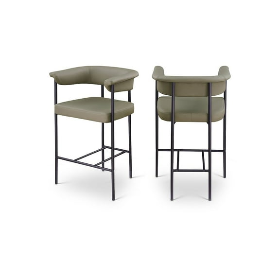 Meridian Furniture Malin Olive Vegan Leather Counter Stool (Set of 2)