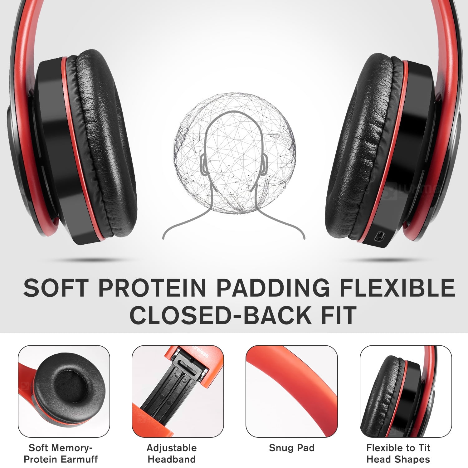 Bluetooth Headphones Over-Ear,Foldable Wireless and Wired Stereo  Headset,for Cell Phone,pc,Intelligent Noise Reduction,Ultra-Soft Ear Cups,  Soft