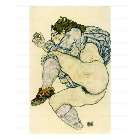 A Lady in Slippers, Egon Schiele, 1917