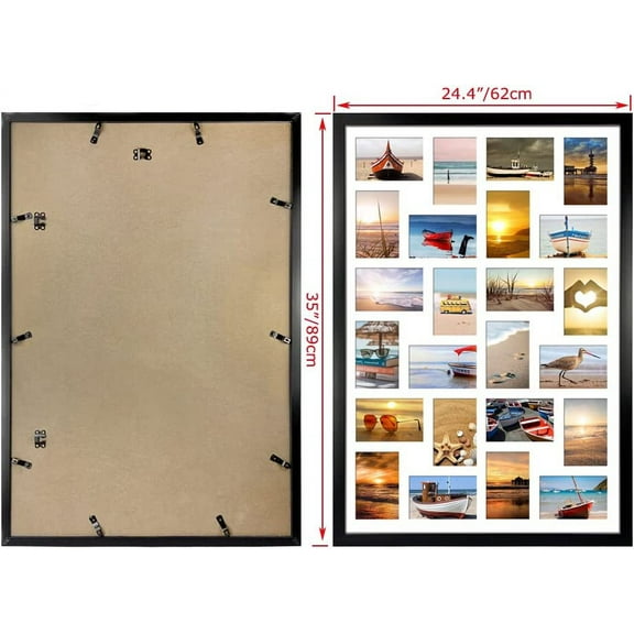 2 Pack 4x6 Picture Frames Collage with 24 Openings, Multi Photo Frame for Wall Hanging, Black