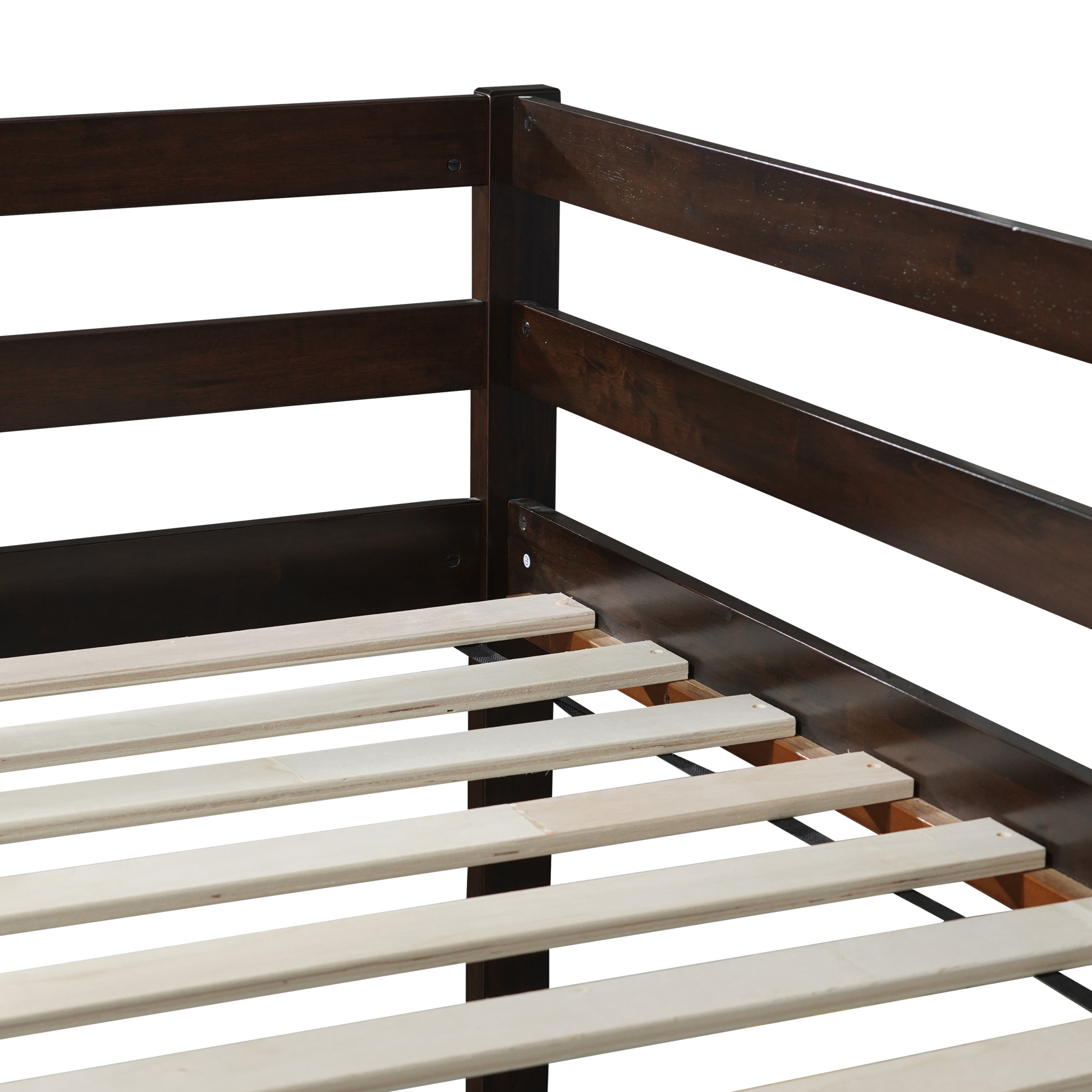 Noble House Modern Tilda Twin Loft Bed, Solid Rubber Wood Frame with Ladder, Spacious Under for Kids, Espresso