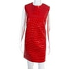 Pre-owned|Miu Miu Womens Vegan Patent Leather Embossed Sleeveless Shift Dress Red Size 16